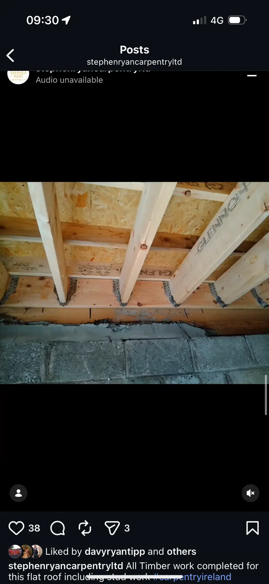 Timber framing and joist work for a flat-roof project.